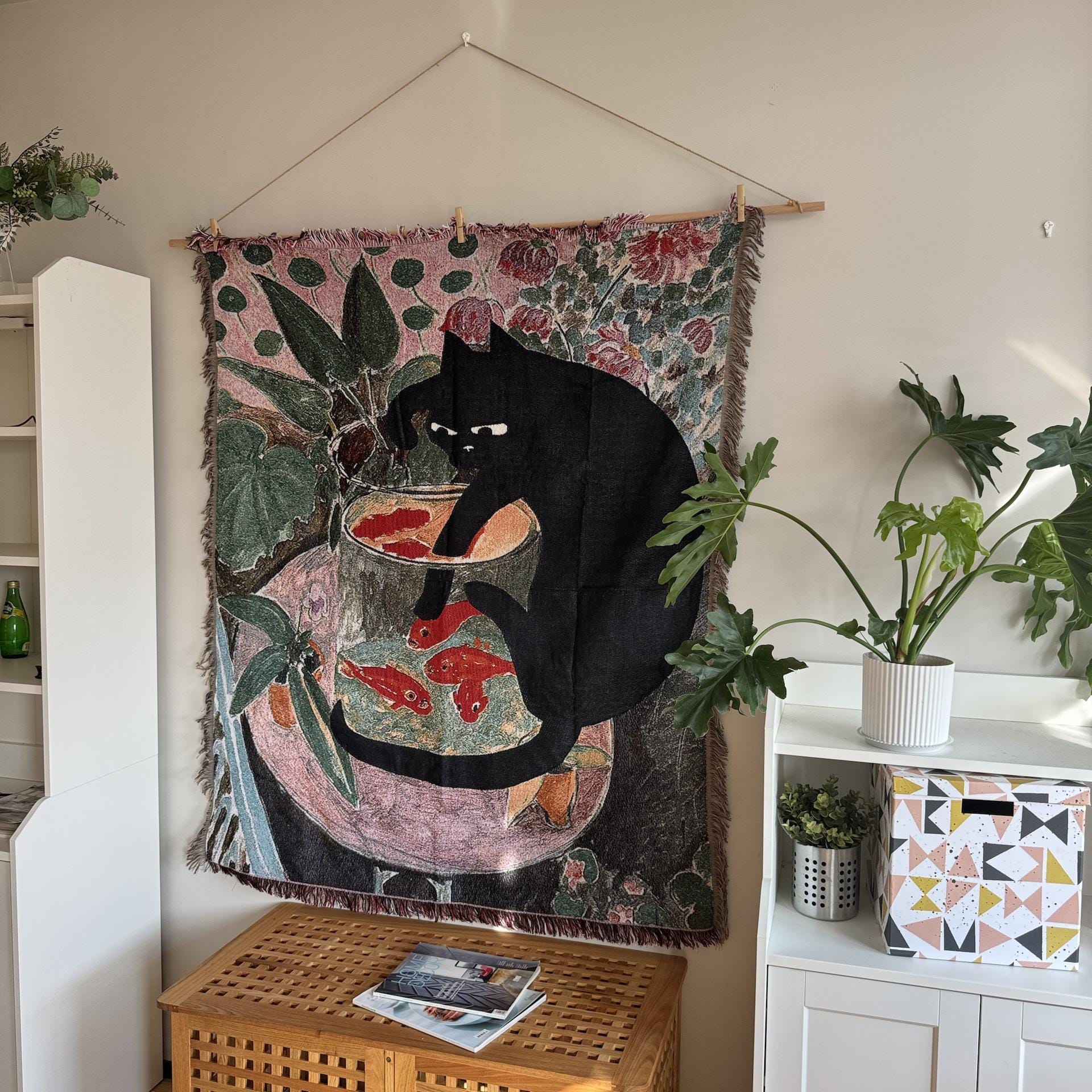 Black Cat & Goldfish Tapestry – MaisonWeaves