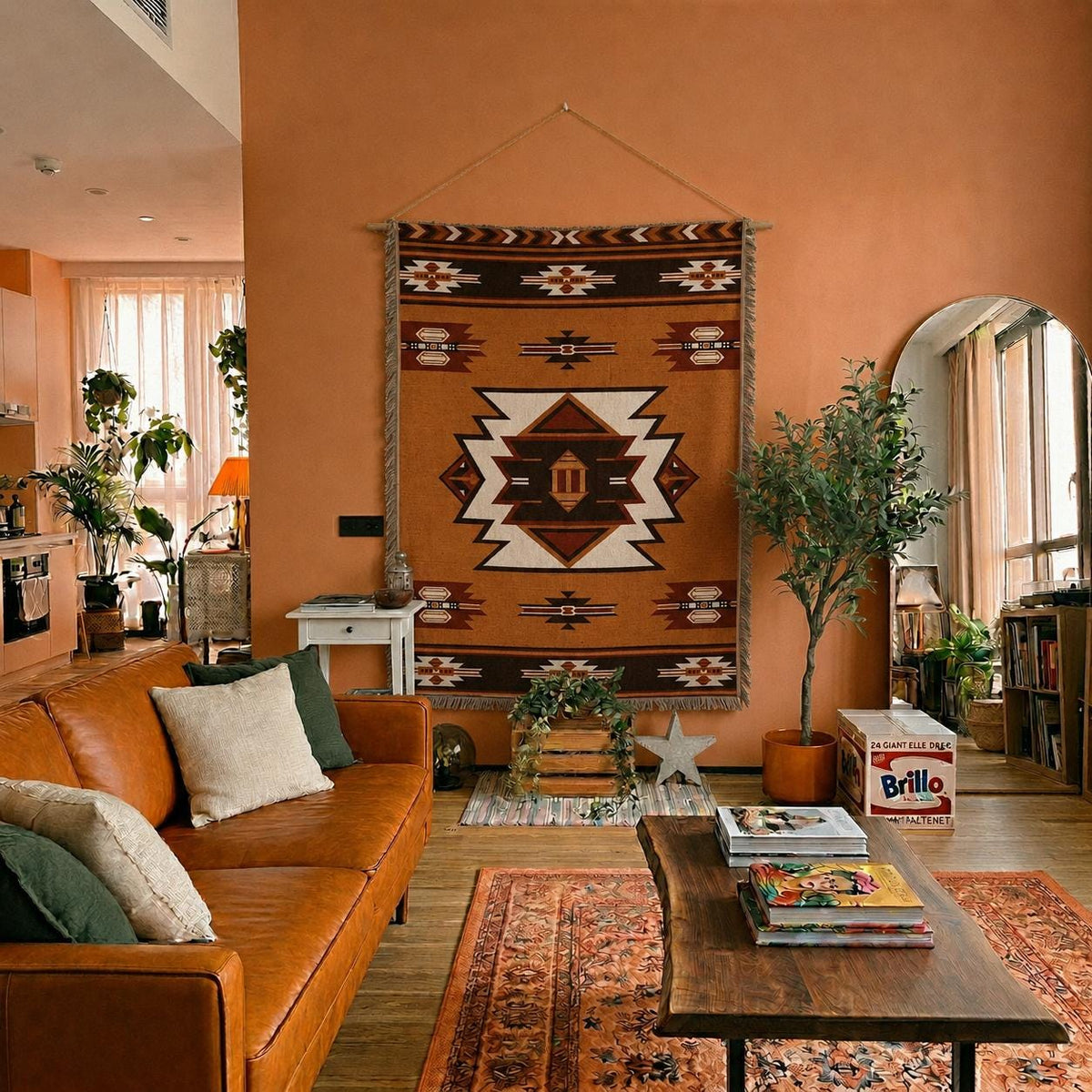Southwestern Geometric Woven Tapestry Wall Hanging
