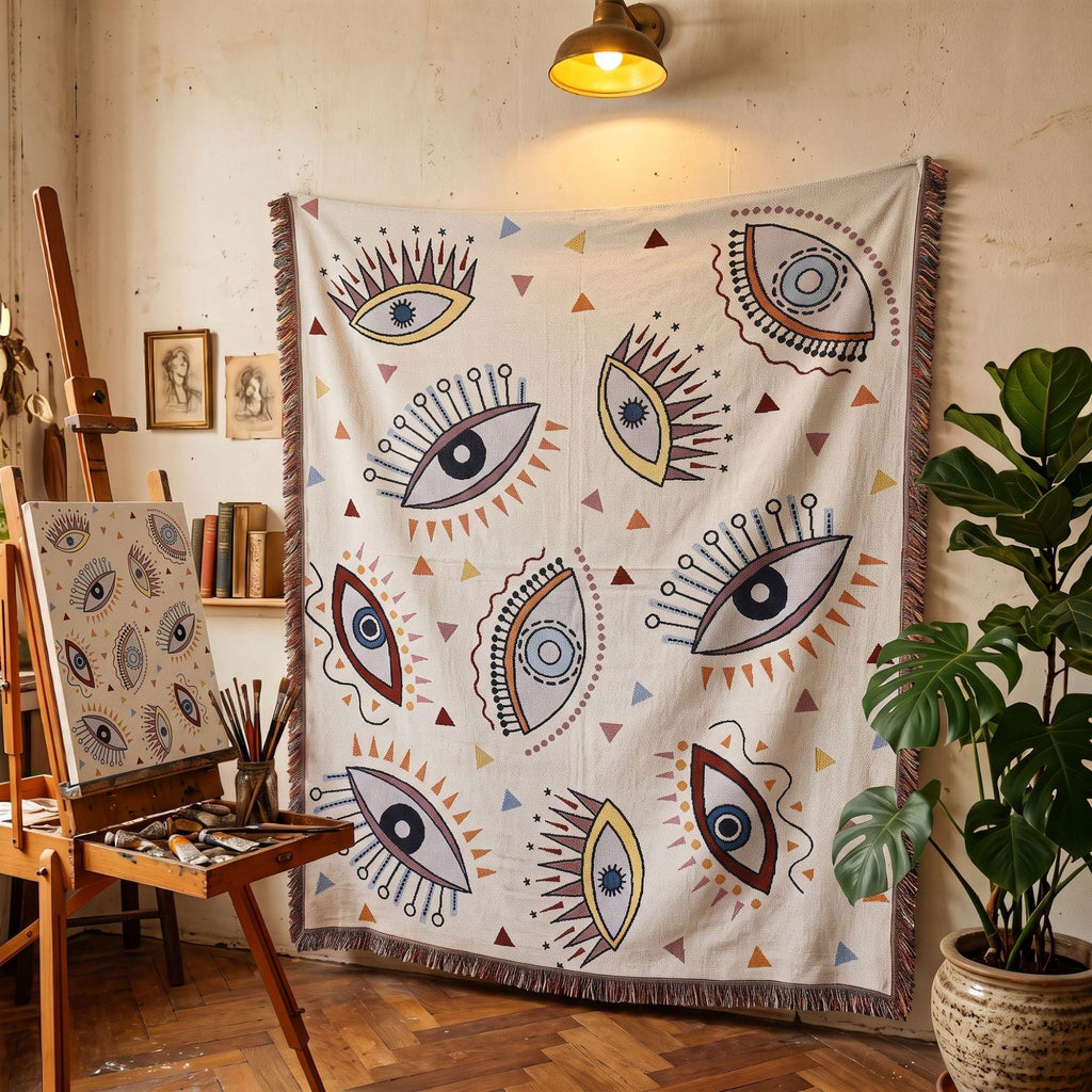 Mystic Evil Eye Woven Tapestry Wall Hanging