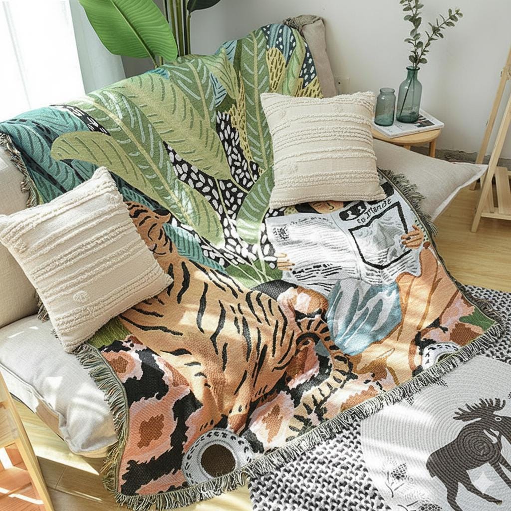 Tiger & Woman Tapestry
