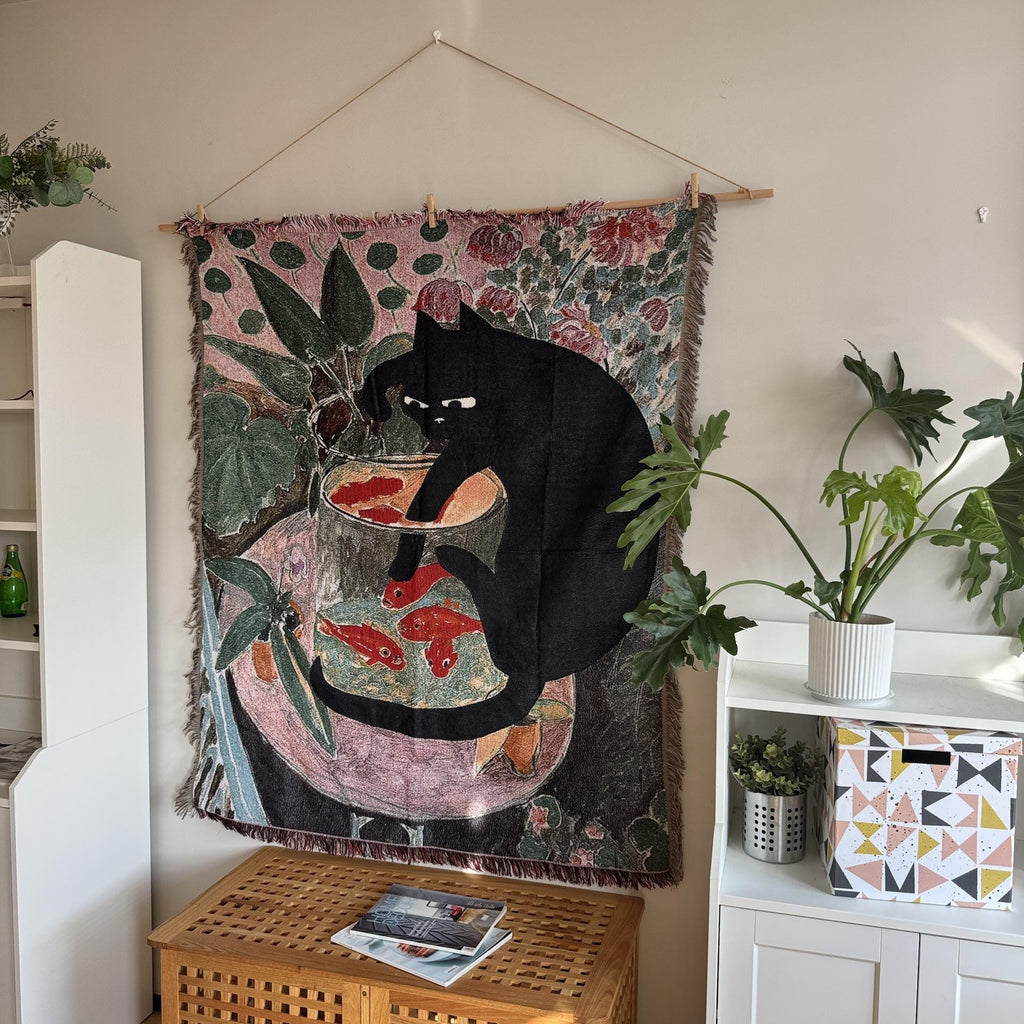 Black Cat & Goldfish Tapestry