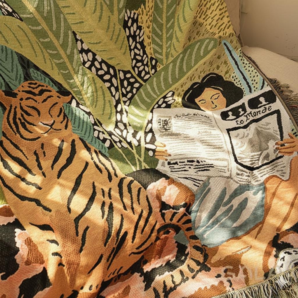 Tiger & Woman Tapestry