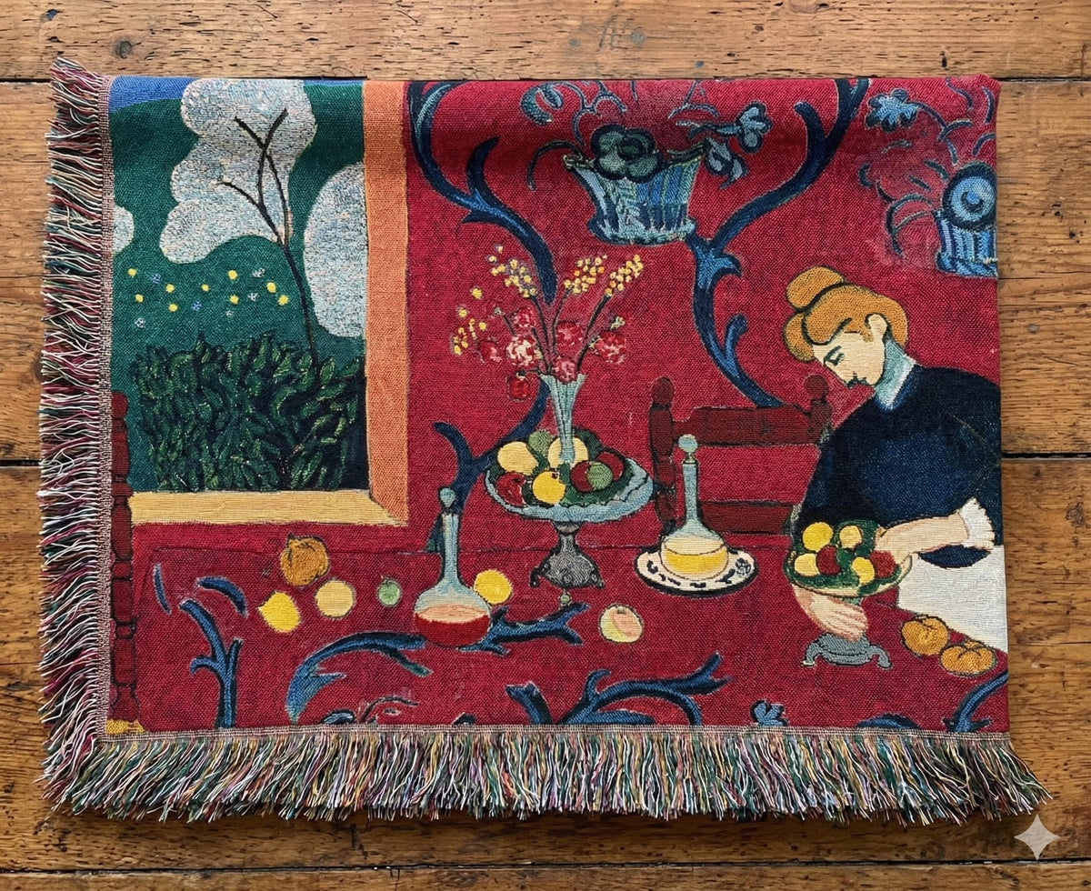 Vintage Red Tapestry Wall Hanging